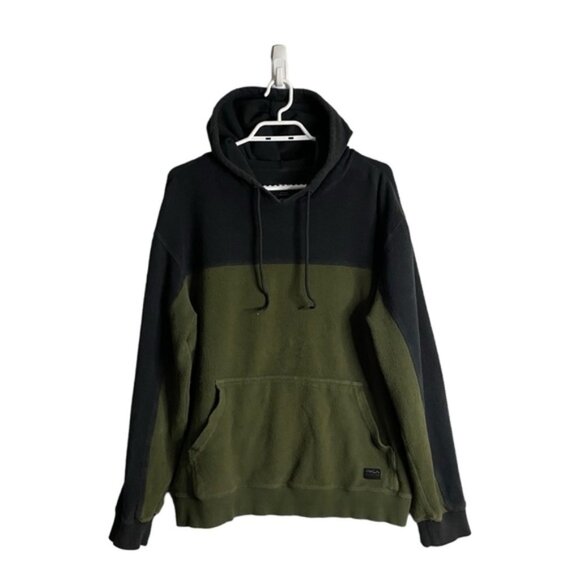 RVCA Men's Green Color Blocking Fleece Sweatshirt Hoodie - Picture 1 of 9